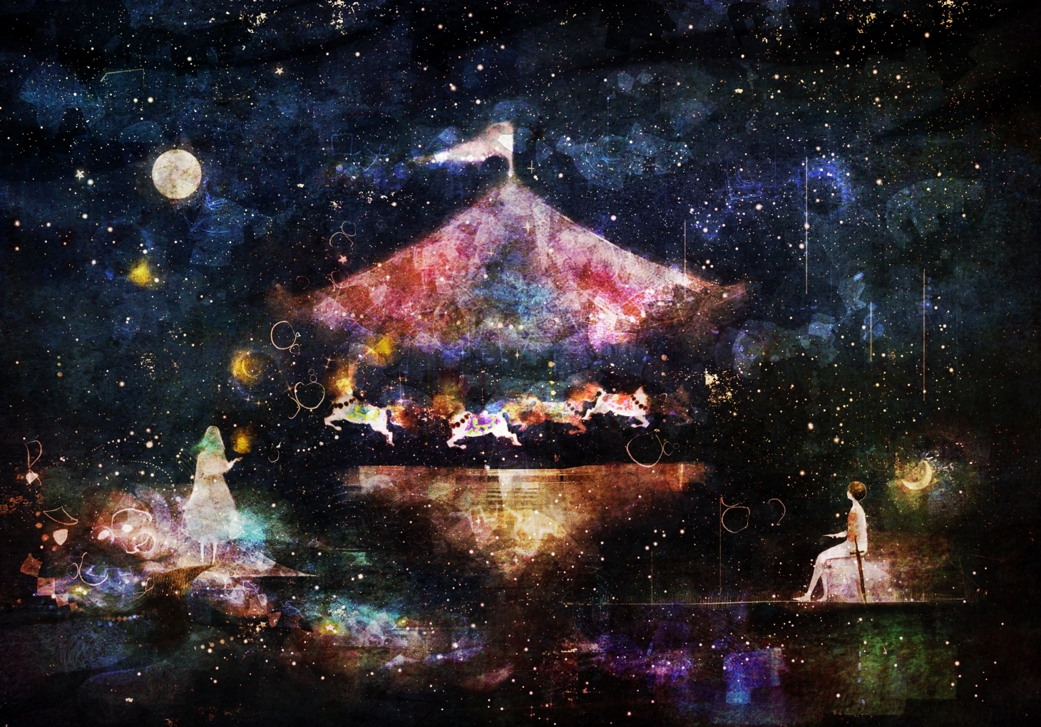 【P站美图】日本画师KATSUO作品，星星点点的银河少女梦。